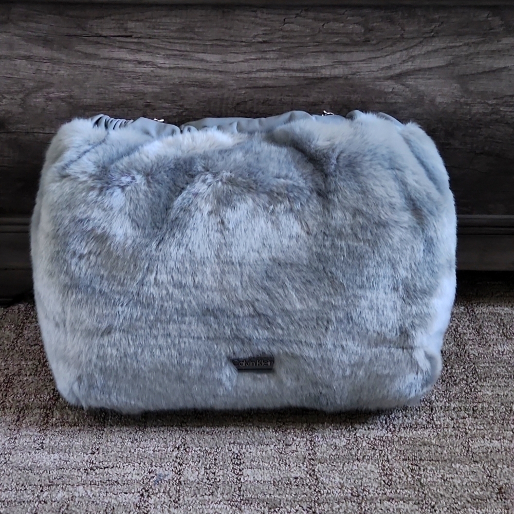 Gray Faux fur Calvin Klein bag